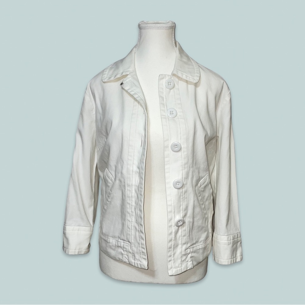Talbots Lightweight Button Down White Jacket - image 1